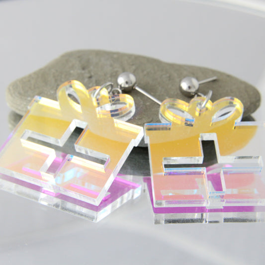 'Presents!' Iridescent Acrylic Earrings Studs