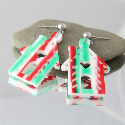 Gingerbread House Acrylic Dangles Earrings