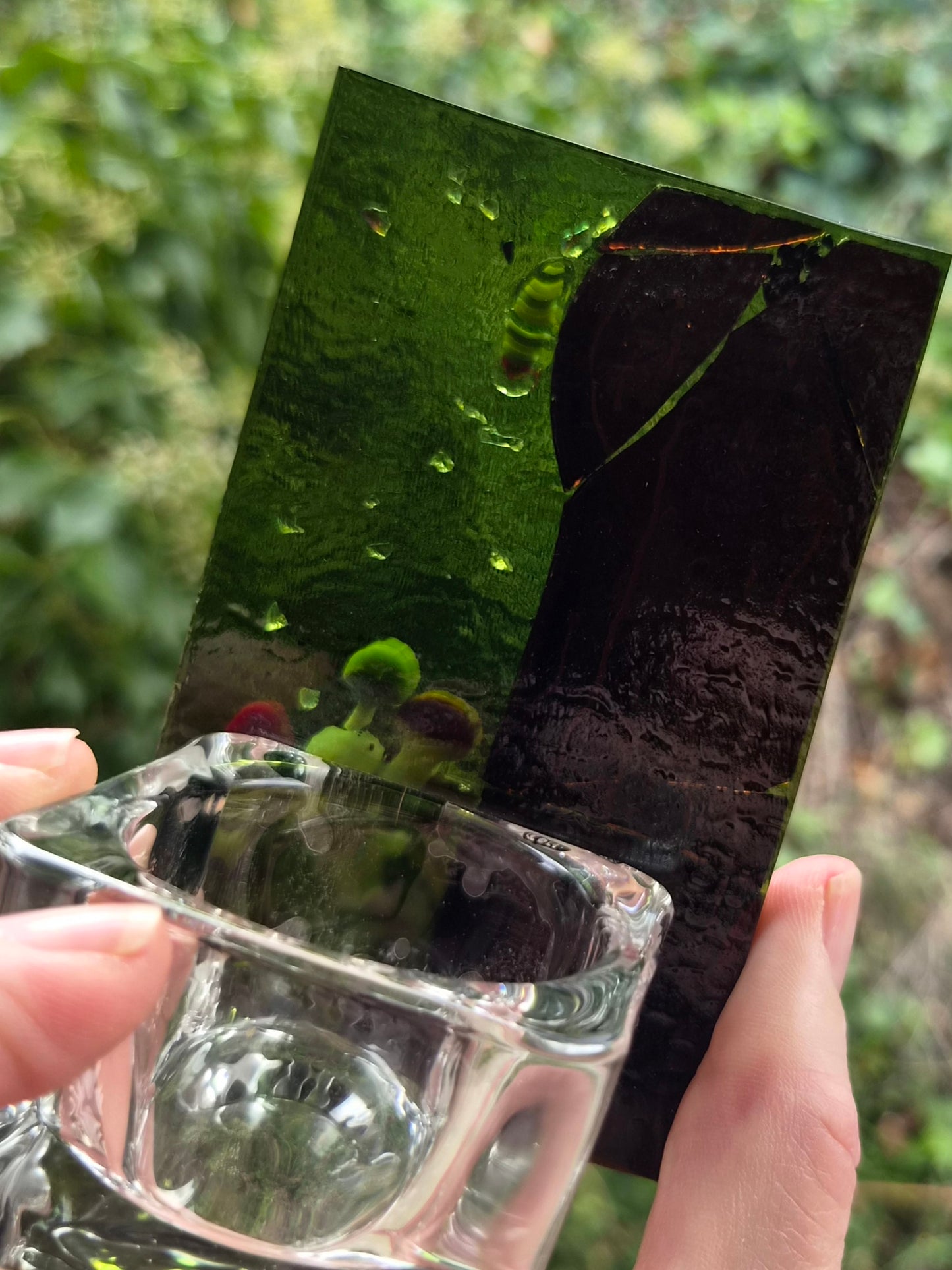 Dark Forest Fused Glass Tealight