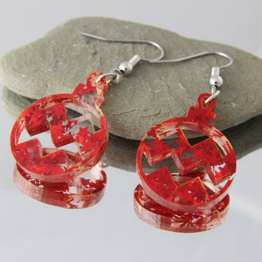 'Red Star Baubles' Acrylic Earrings