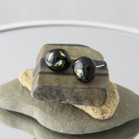 'Tiger's Eye' Fused Glass Earrings Studs
