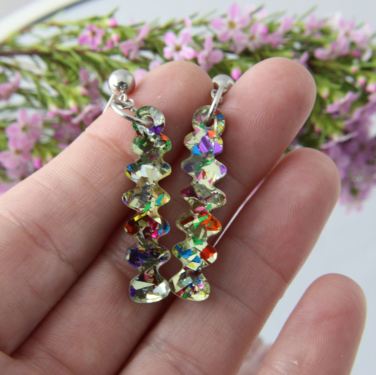 Glorious Glitter Scribble Acrylic Earrings
