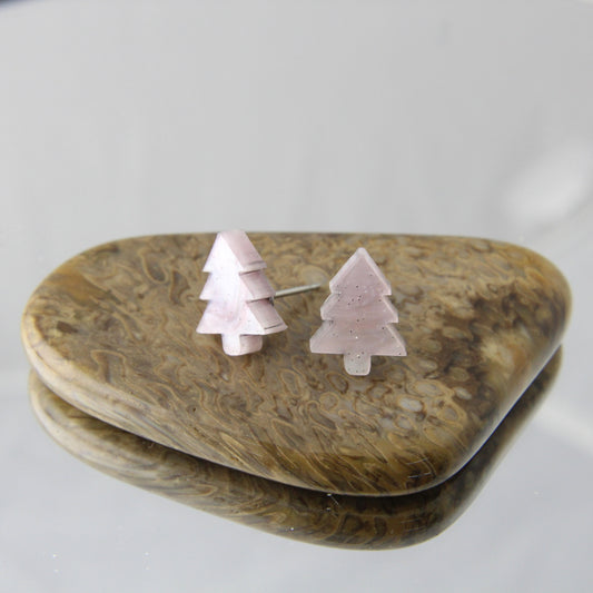 'Violet Christmas Tree' Acrylic Earrings Studs