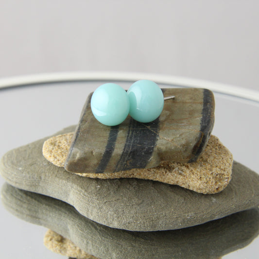'Light Turquoise' Fused Glass Studs