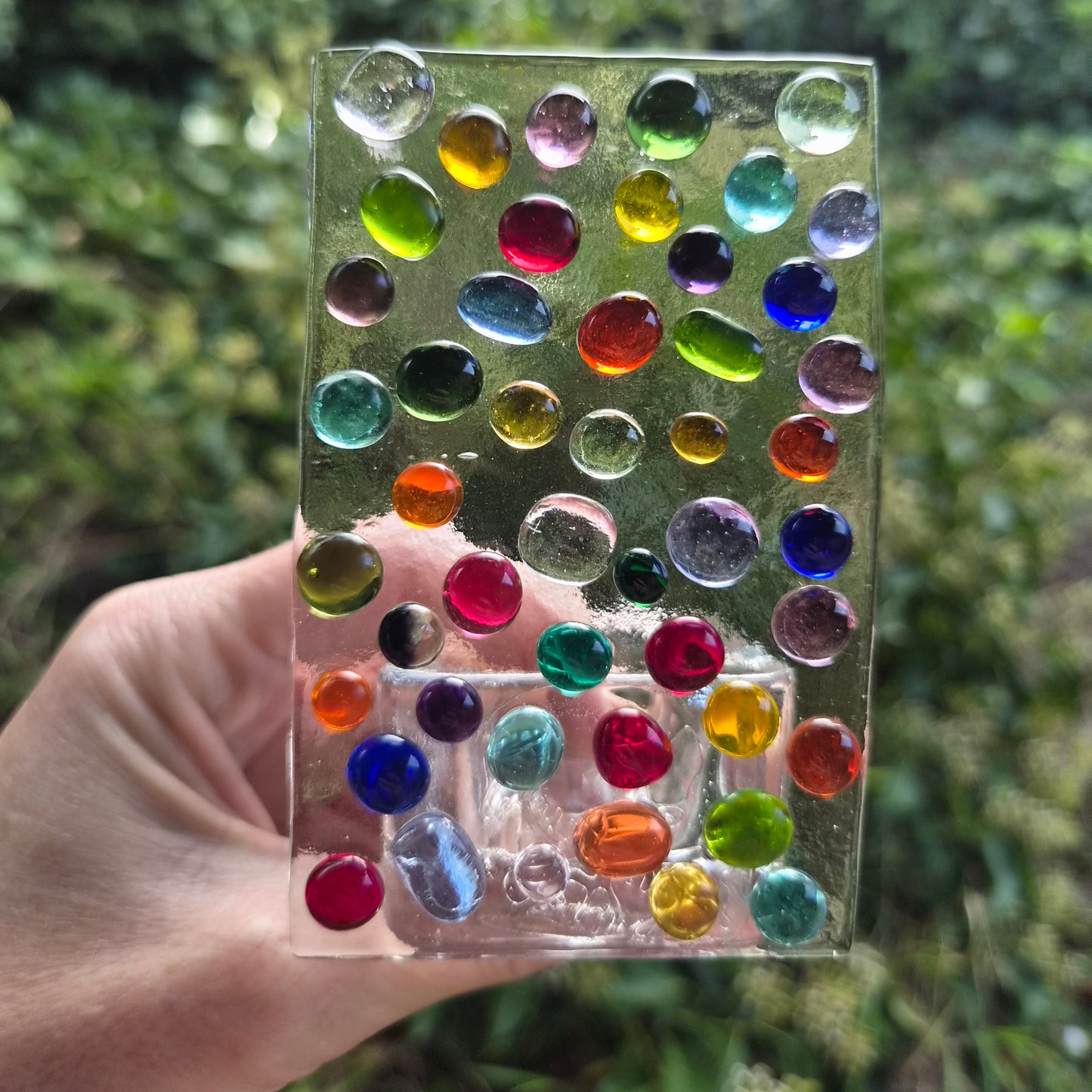 Coloured Drops Fused Glass Tealight