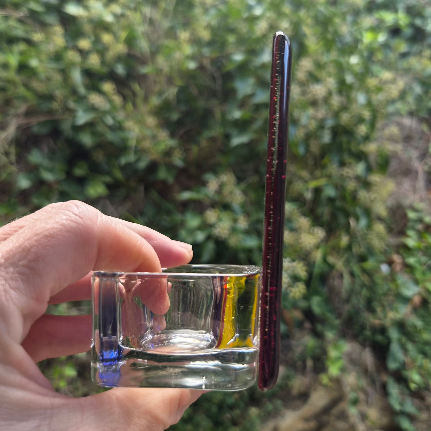 Rainbow Stripe Fused Glass Tealight
