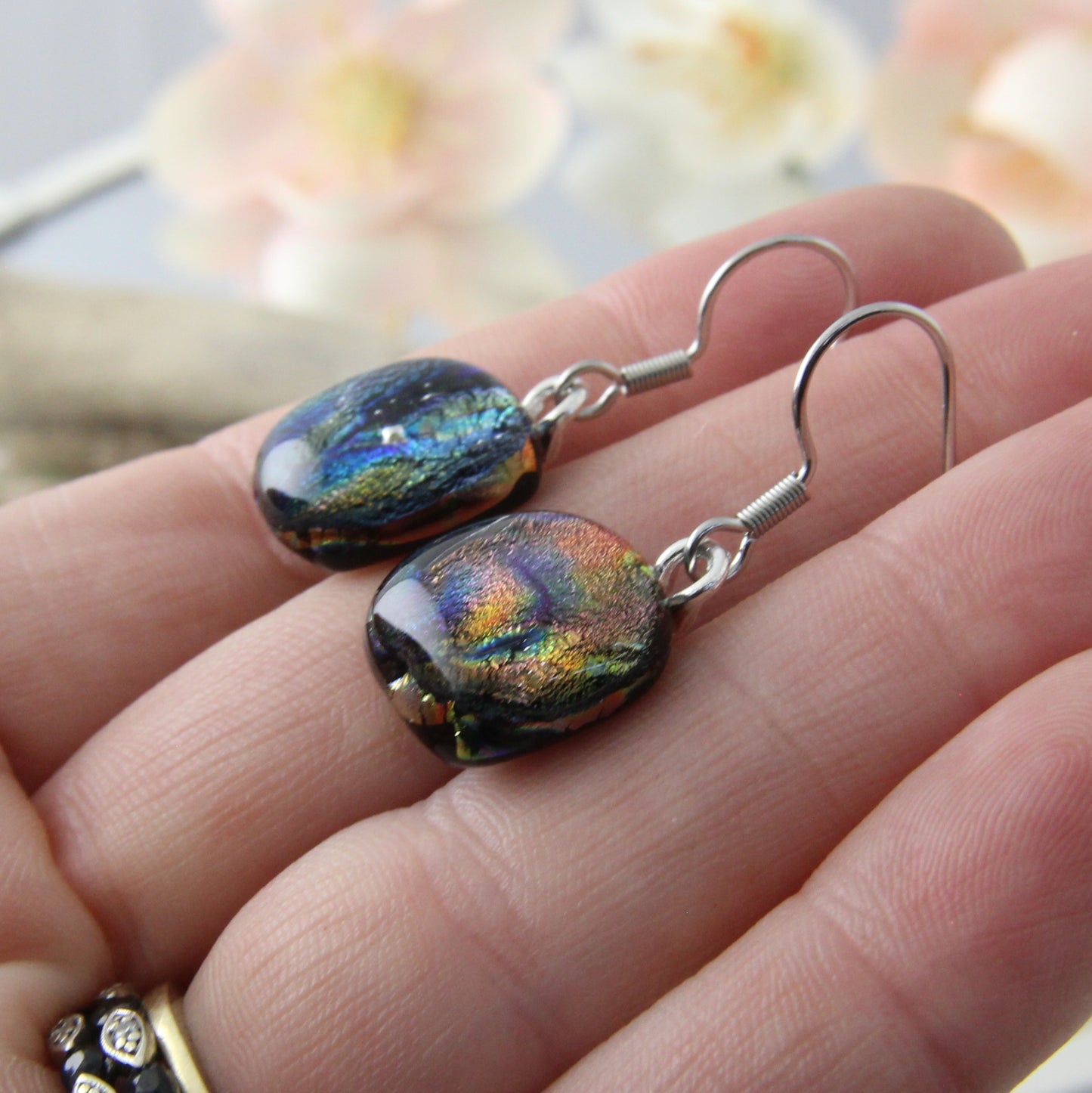 Earth's Colours Fused Glass Earrings Drops