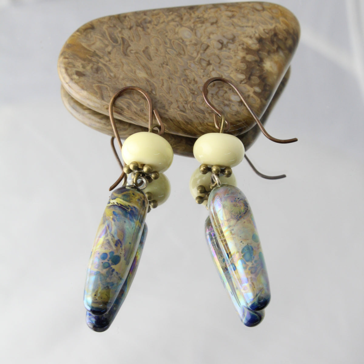 'Geological Marvel' Handmade Glass Earrings