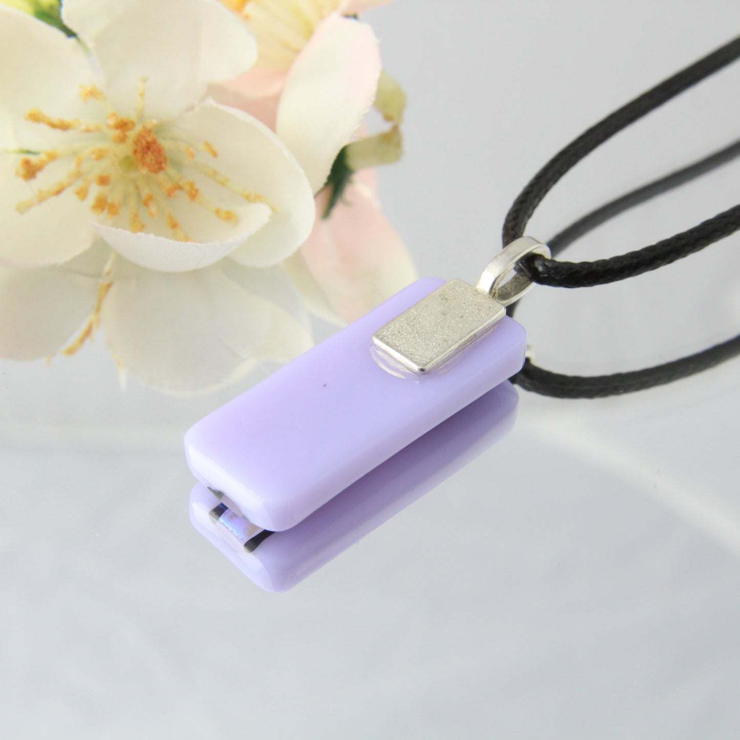 Iridescent Stripe Fused Glass Pendant