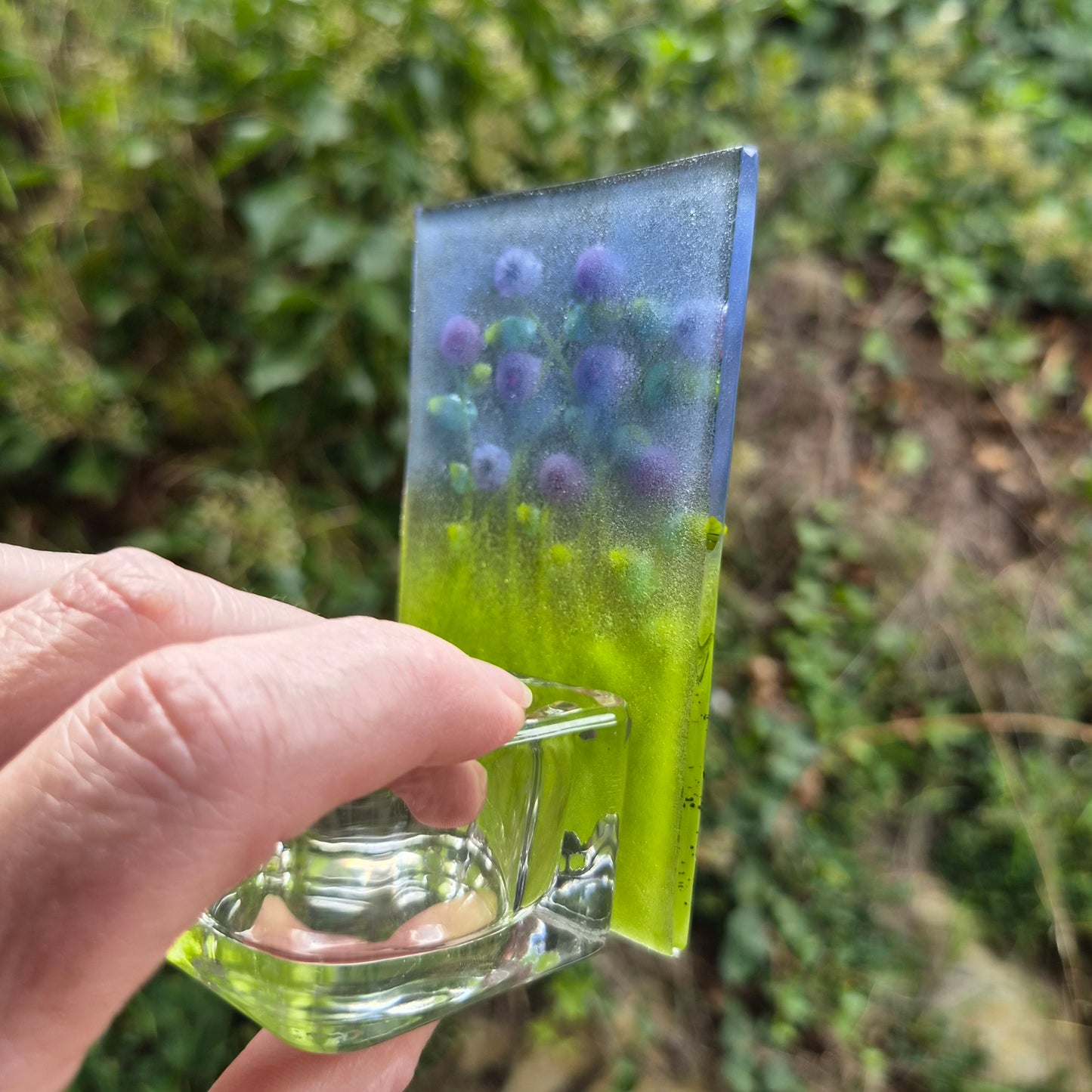 Purple Flower Fused Glass Tealight