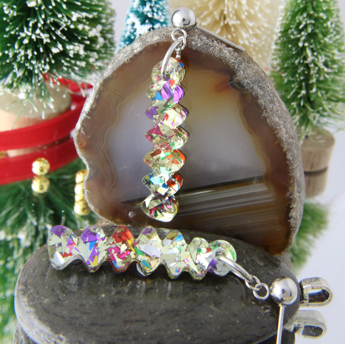 Glorious Glitter Scribble Acrylic Earrings