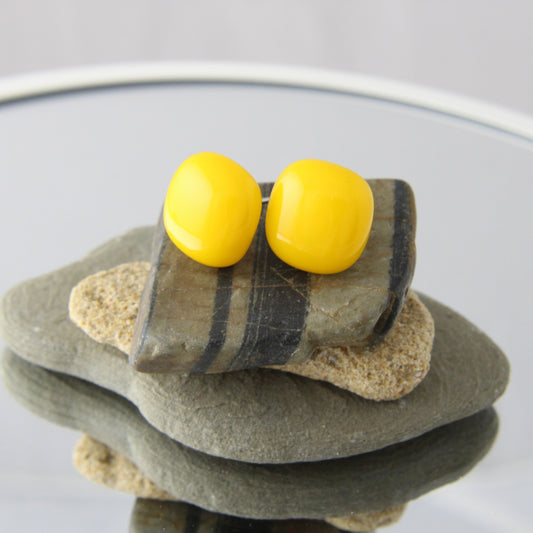 'Golden Yellow' Fused Glass Studs