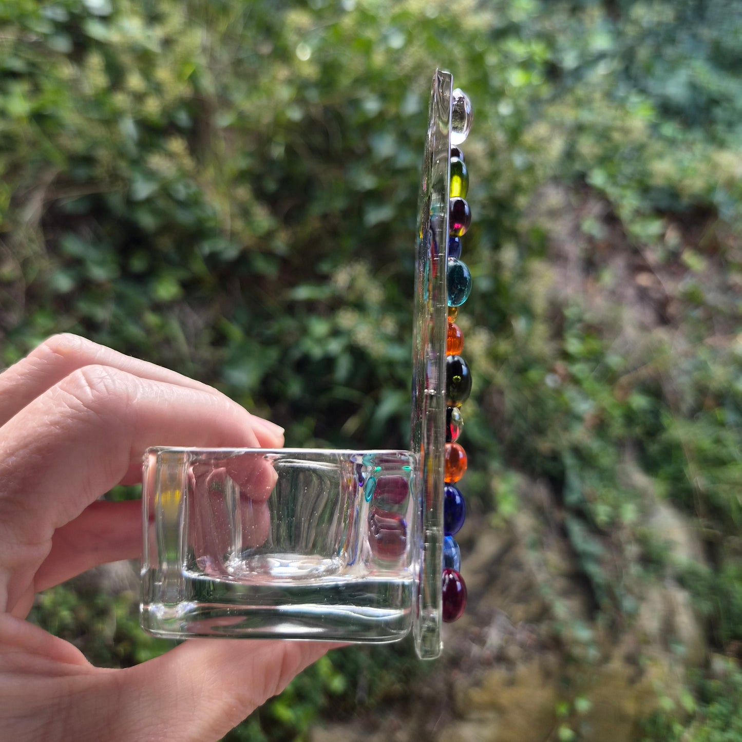 Coloured Drops Fused Glass Tealight