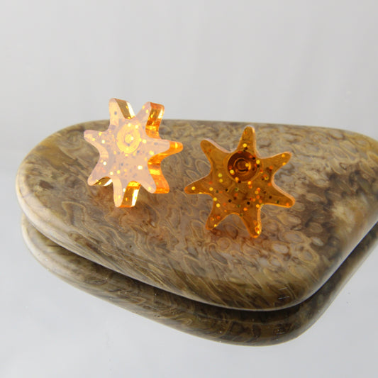 Orange Blob Star Acrylic Earrings Studs