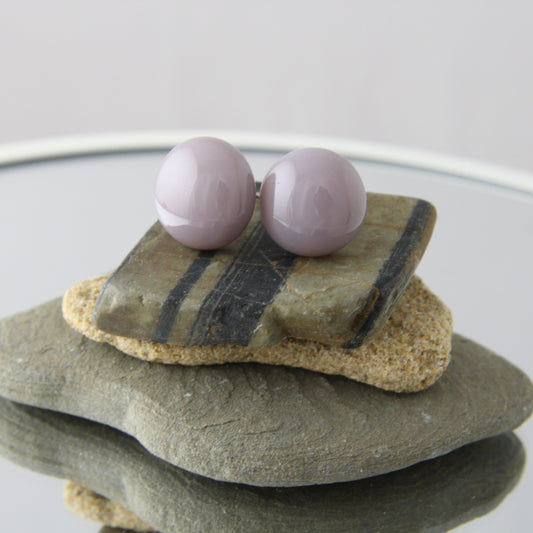 'Lilac' Purple Fused Glass Studs Earrings
