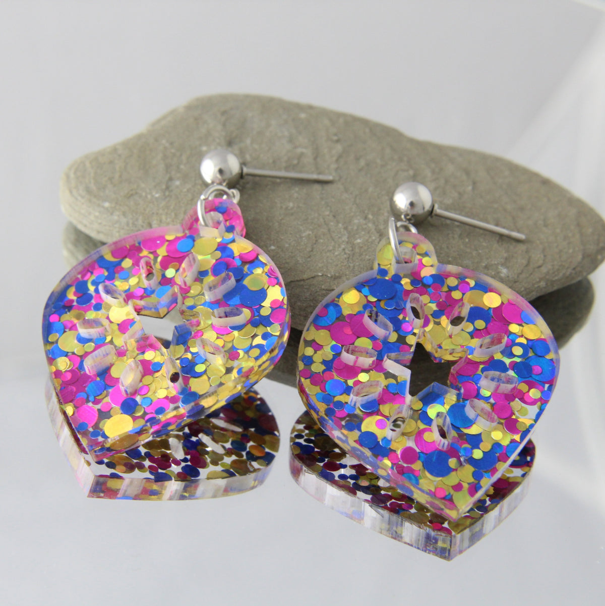 'Multicolour Christmas Baubles' Acrylic Earrings