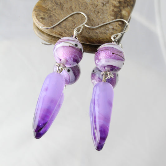 'Purple Illusion' Handmade Glass Earrings