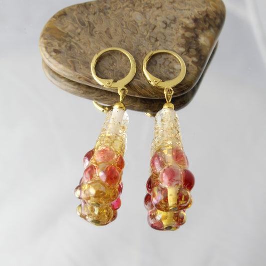 'Christmas Champagne' Handmade Glas Earrings