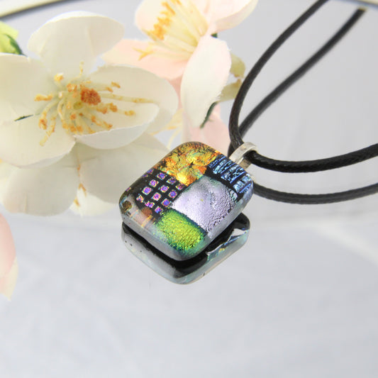 Patchwork Fused Glass Pendant #1