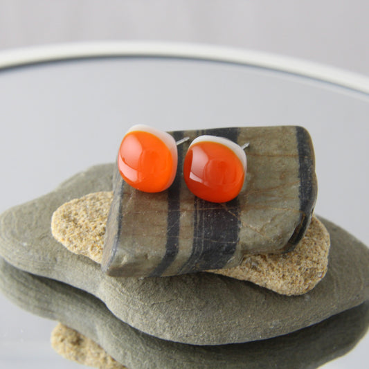 'Orange & Cream' Fused Glass Studs