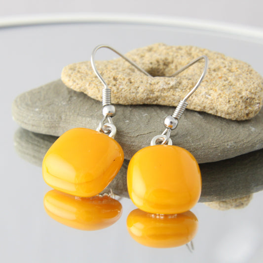 'Pumpkin Pie' Fused Glass Earrings Dangles