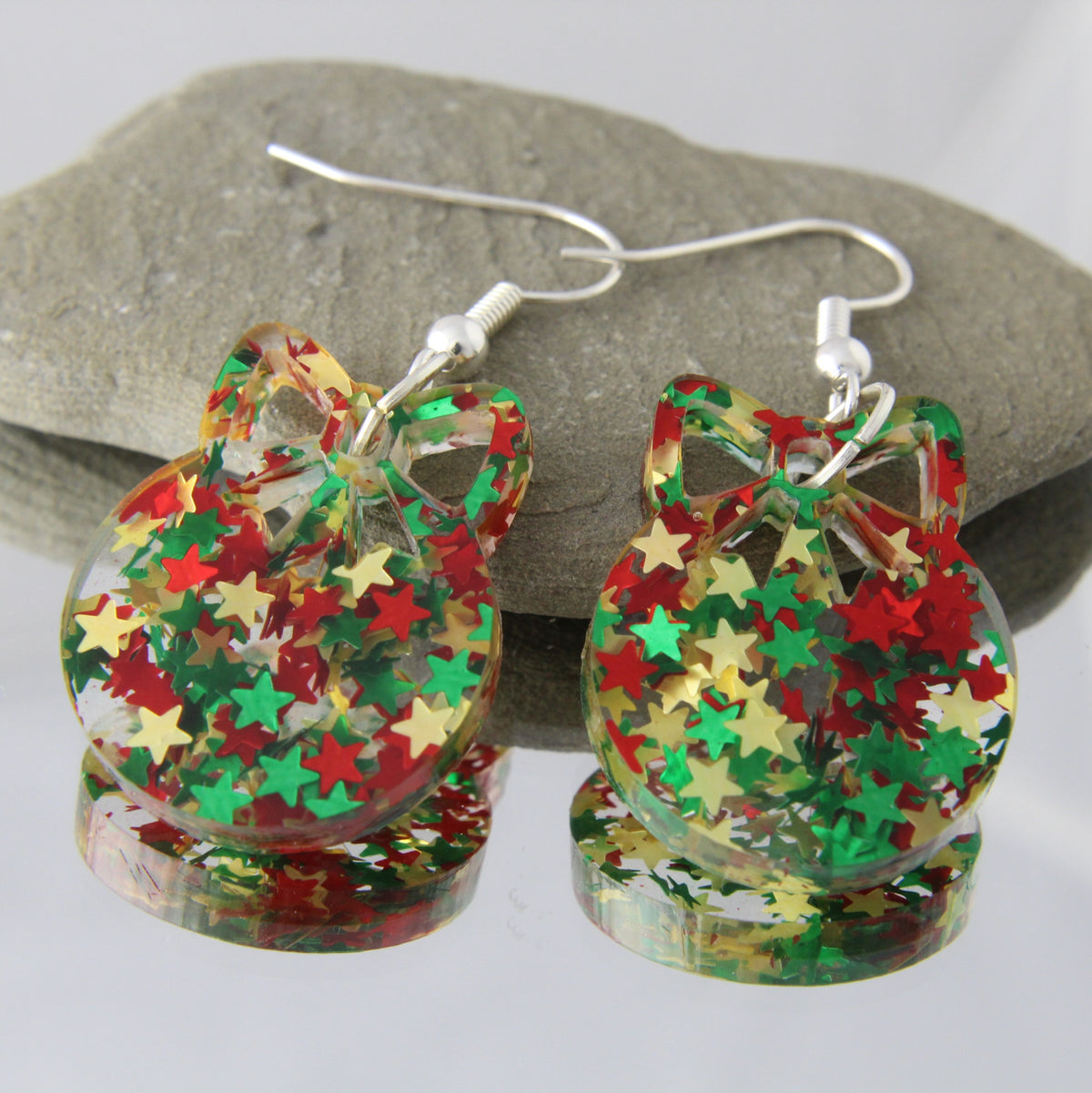 'Christmas Baubles & Bows' Acrylic Earrings