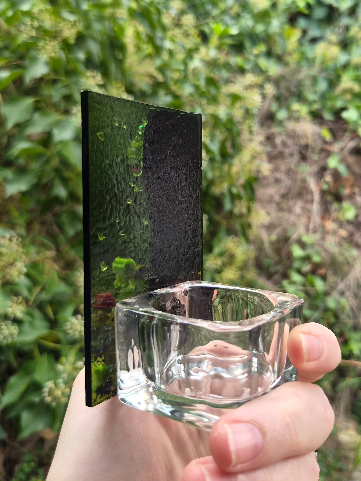 Dark Forest Fused Glass Tealight