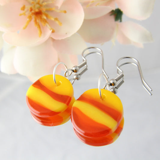 'Sunset' Fused Glass Flat Out Dangles Earrings