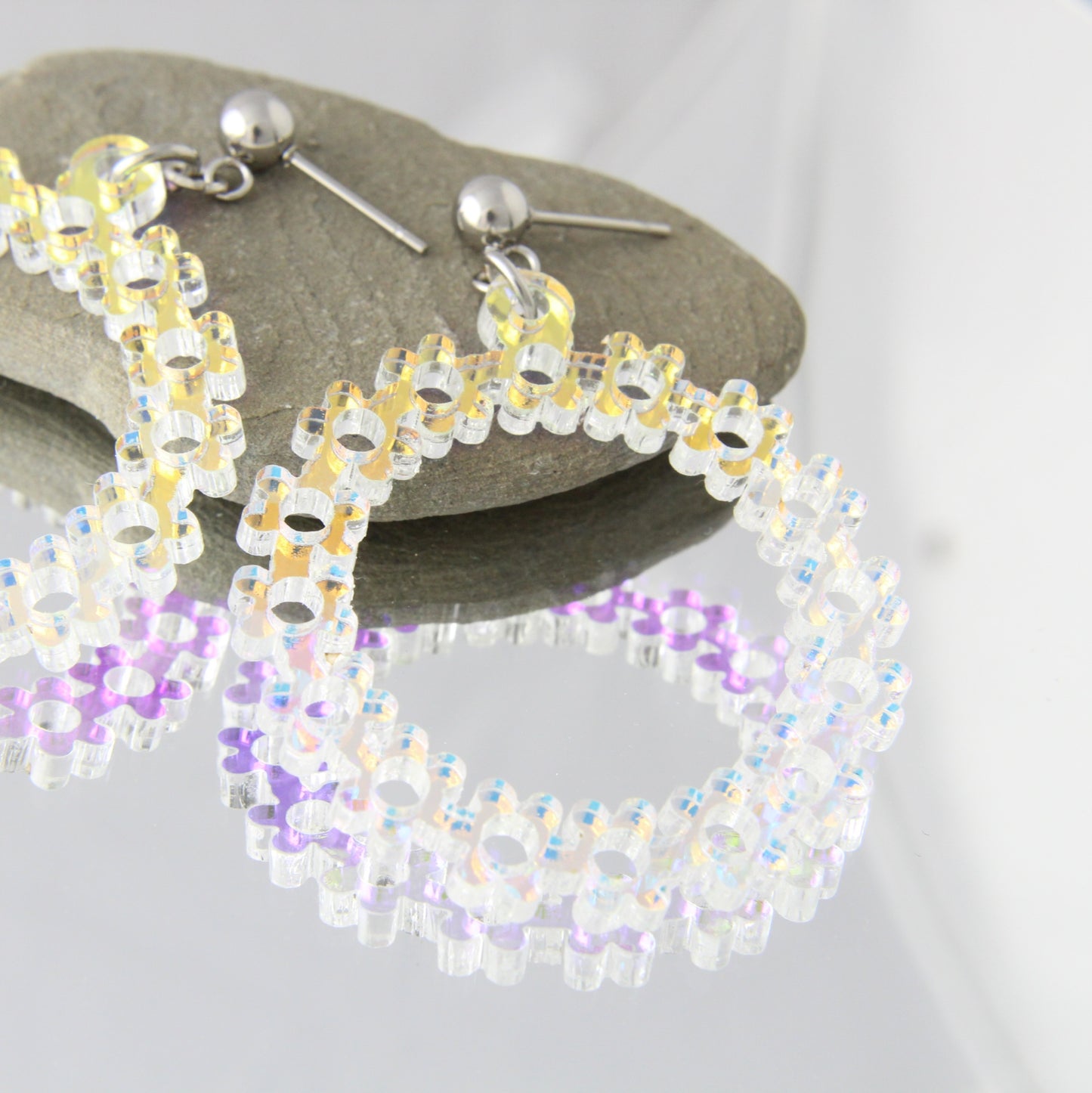 'Iridescent Daisy Chain' Acrylic Earrings