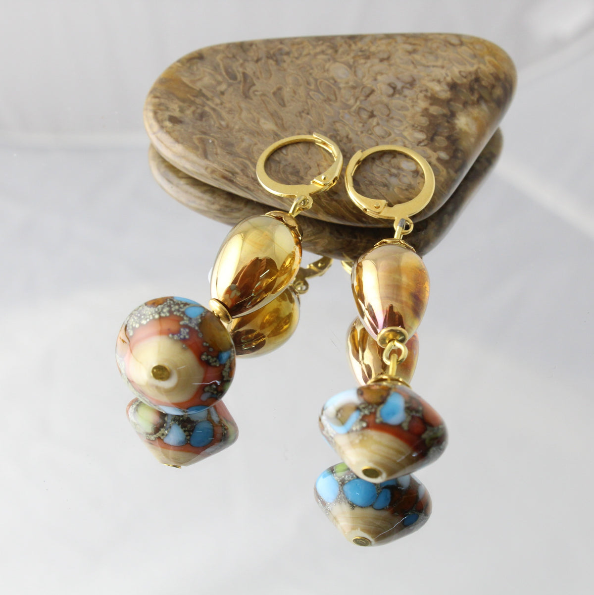 'Gold Rush' Handmade Glass Earrings