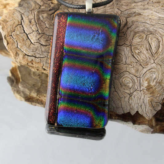 Shimmering Arches Fused Glass Pendant