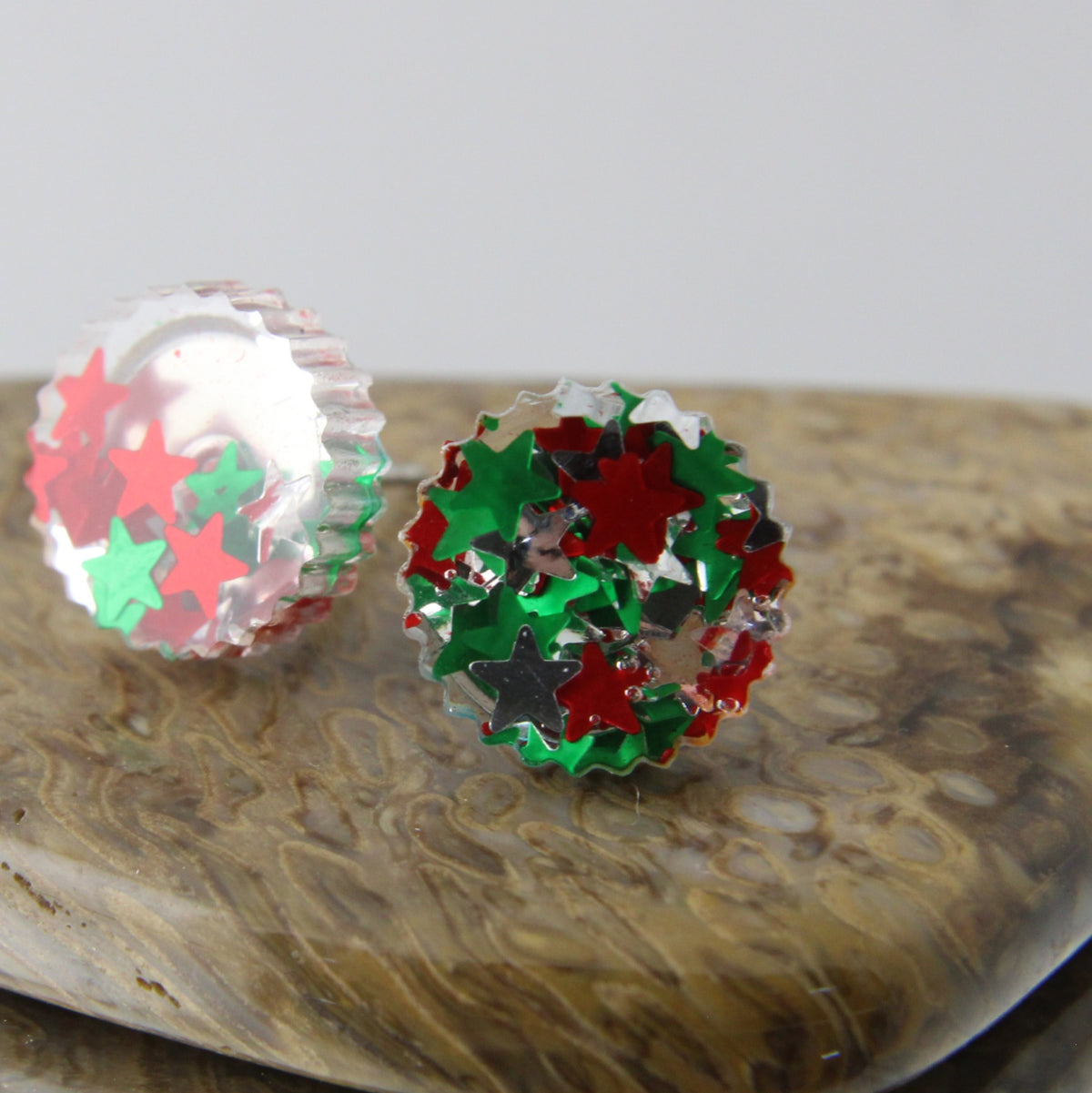 'Christmas Circle' Acrylic Earrings Studs