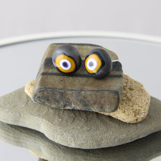 'Evil Eye' Fused Glass Earrings Studs