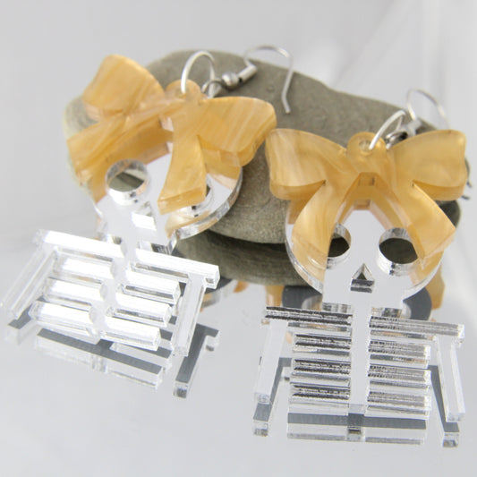 Skeleton Silver Acrylic Dangles