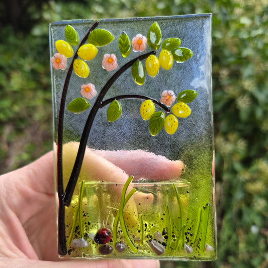 Lemon Tree Fused Glass Tealight