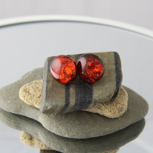 'Sparkling Red' Fused Glass Studs