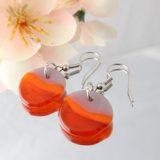 'Stormy Sunset' Fused Glass Flat Out Dangles Earrings