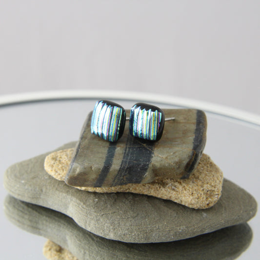 'Sky Stripes' Fused Glass Studs