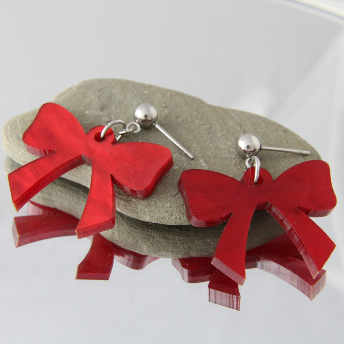 'Christmas Bow' Acrylic Earrings - pick a colour!