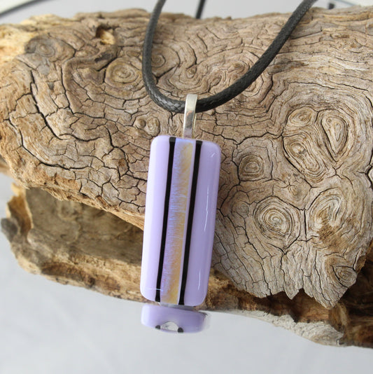 Iridescent Stripe Fused Glass Pendant
