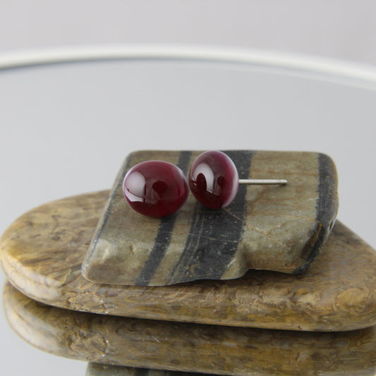 'Mulberry' Fused Glass Mini Studs Earrings