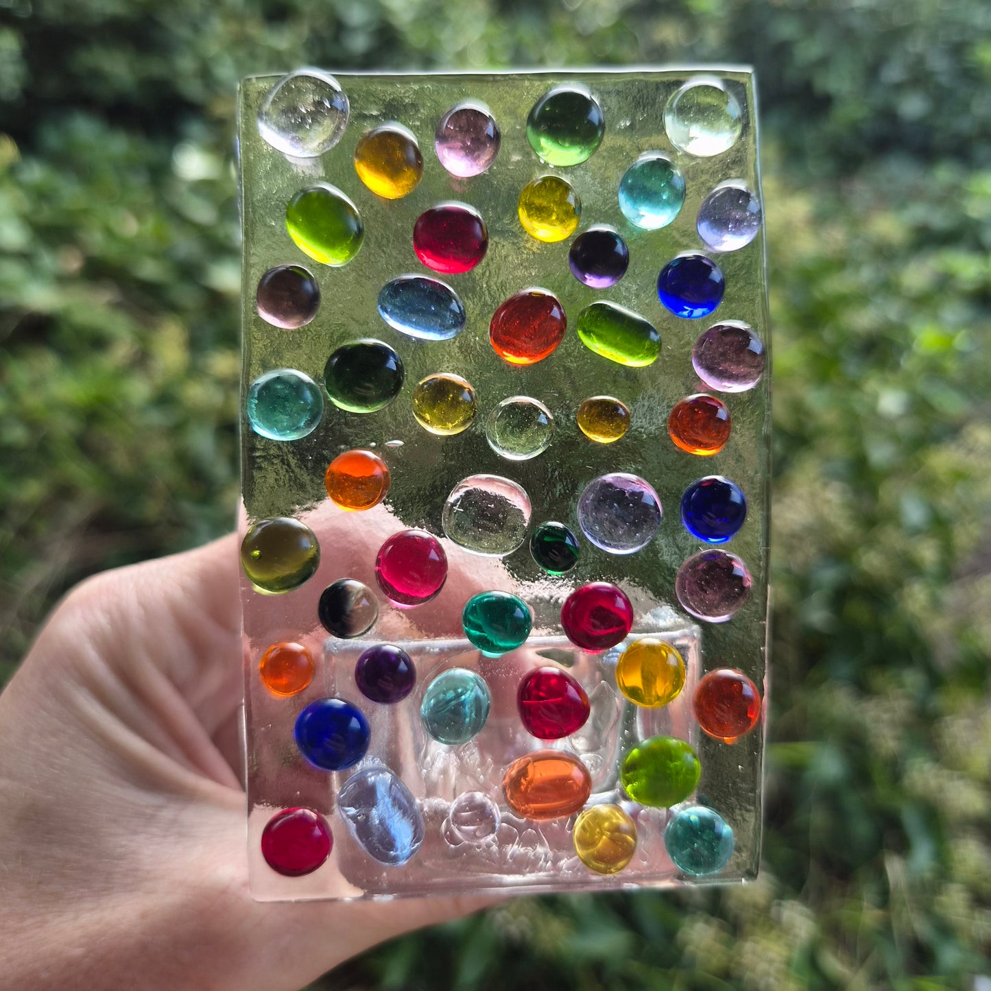 Coloured Drops Fused Glass Tealight