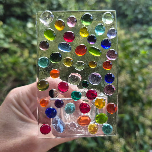Coloured Drops Fused Glass Tealight