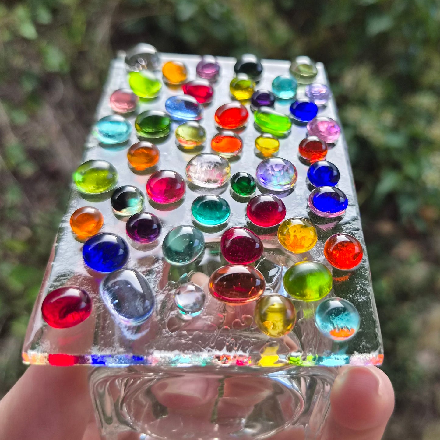 Coloured Drops Fused Glass Tealight