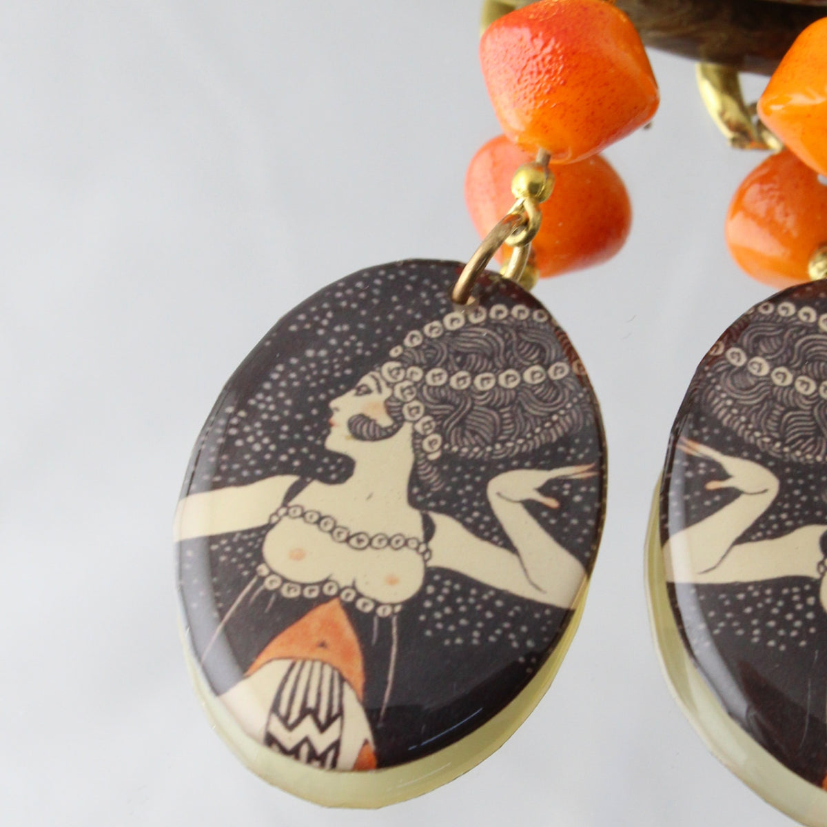 'Dancing Woman' Resin and glass earrings