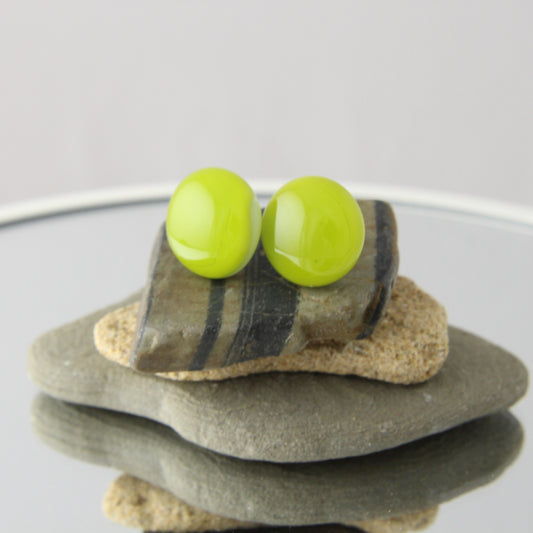 'Moss Green' Fused Glass Studs