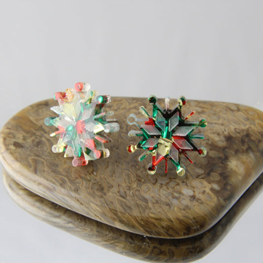 'Christmas Colours Snowflake' Acrylic Earrings Studs