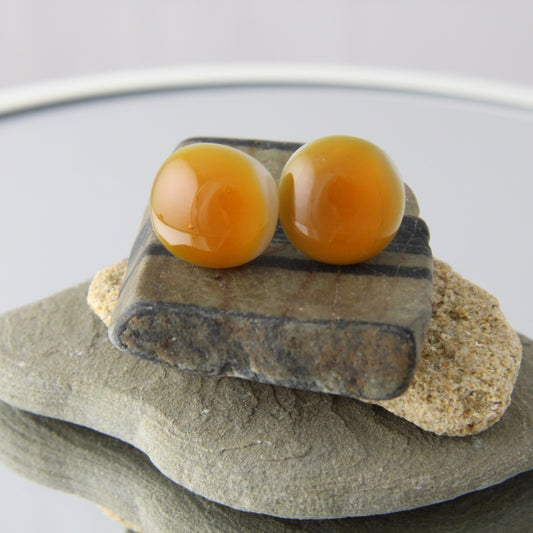 'Harvest Brown' Fused Glass Earrings Studs