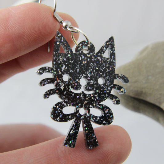 'Black Cat' Acrylic Earrings