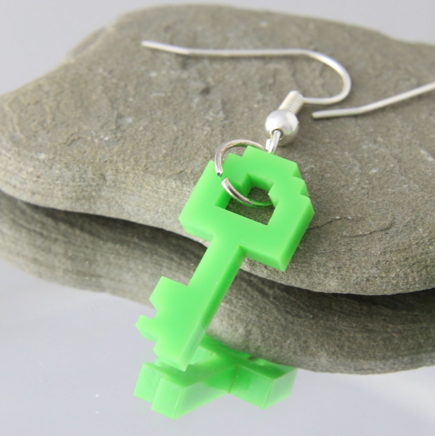 Digital Green Key Acrylic Earrings